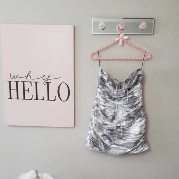 NWT Zara silver metallic floral jacquard mini holiday dress - Picture 7 of 10